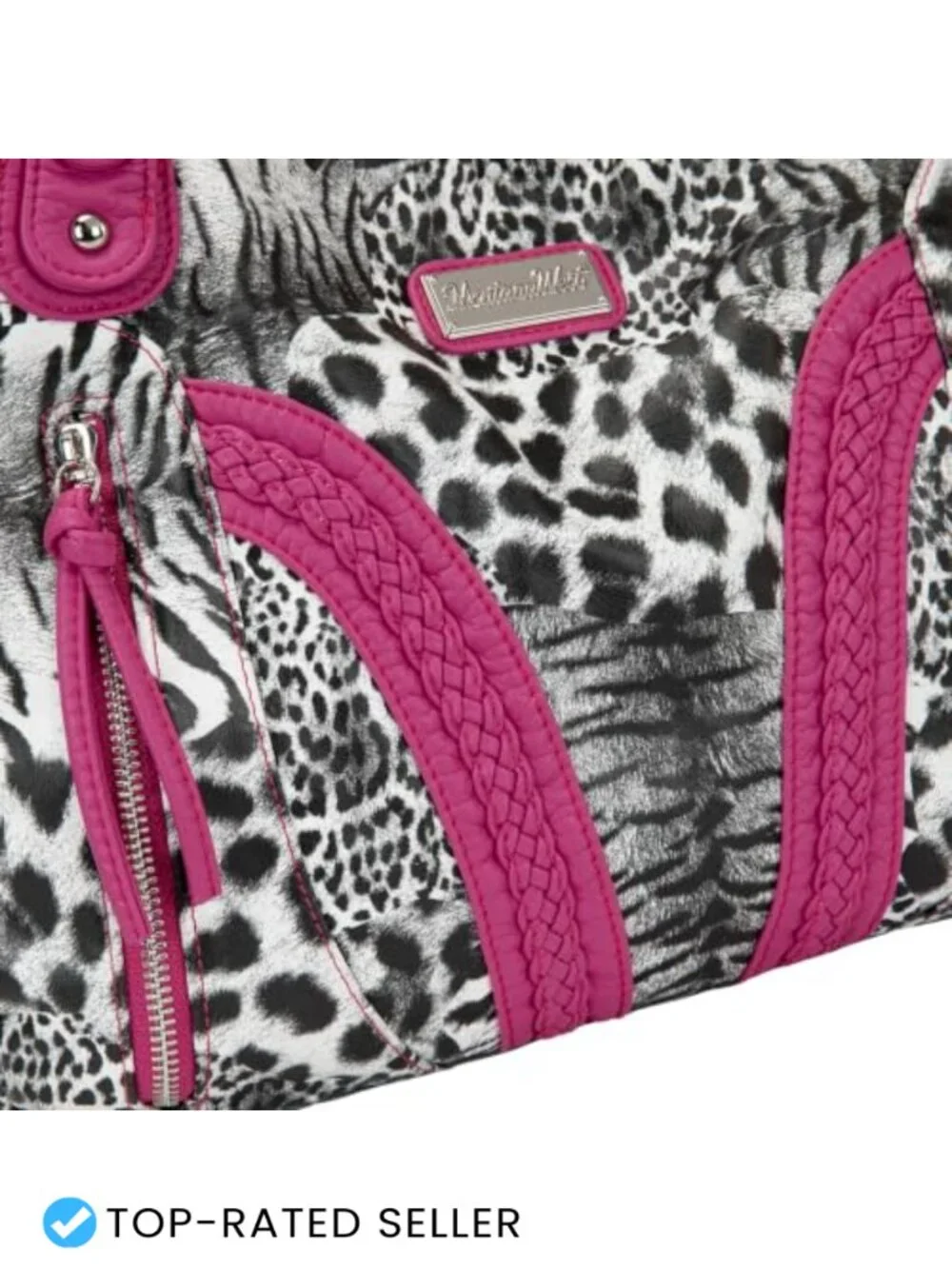 Faux Leather Hobo Bag with Crossbody Strap and Zippered Pockets